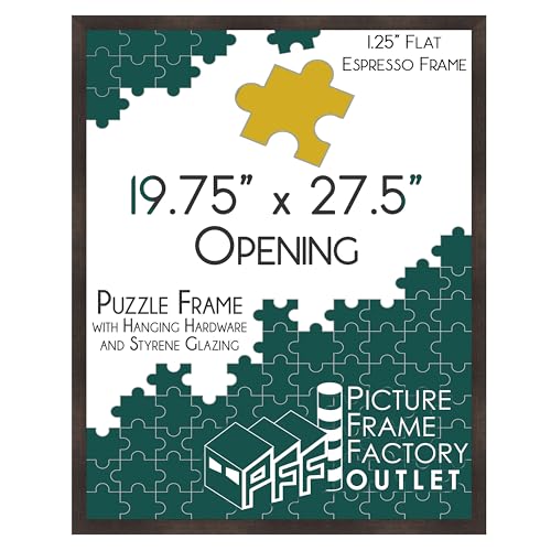 PFFO 19.75x27.5 Espresso Puzzle Frame for 1000 Piece Puzzles, Wall Decor