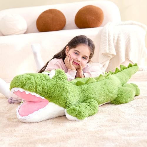 Image of IKASA Large Crocodile Soft Toy, Giant Cuddly Toy, 78 cm Large Plush Toy, Cute Giant Fluffy Jumbo Plush Toy, Gift for Children
