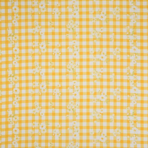 Image of VOMZER 5-Piece Premium Printed Bedsheet Set 300 TC King Size | Cotton Blend Modern Design Flat Bedsheet, Yellow Check