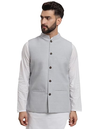 Men's Traditional Cotton Solid Nehru Jacket/Waistcoat