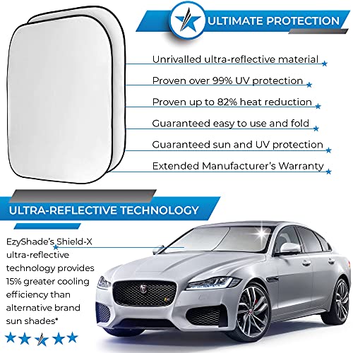 Ezyshade Windshield Sun Shade With Shield-X Reflective Technology. See Size-Chart With Your Vehicle. Foldable 2-Piece Car Sunshades Reflect Uv Sun And Heat And Protect Your Car. Standard (Medium) Size #TOP1