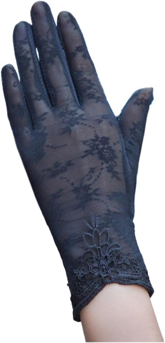 Women Sunscreen Short Sun Female Gloves Ice Silk Lace Driving of thin Touch Screen Lady