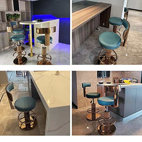 Image of FUNROLUX Adjustable Swivel Bar Stools Set 3 Kitchen Counter Height Stools | 360 Swivel, 25.6 inch-29.5 inch Adjustable, Leather Thick Cushion, Stainless Steel Frame, 350 lbs Capacity, Rose Gold
