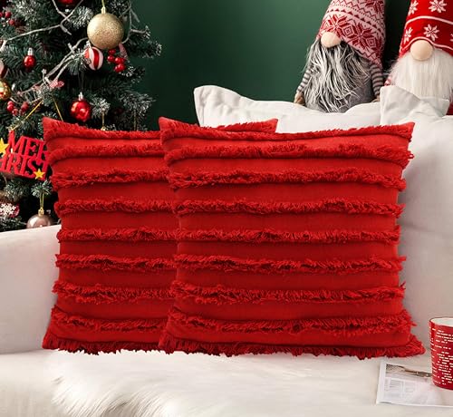 Image of mosey Red Cushion Cover 20x20 inch | Set of 2 | Red Cushion Covers 20 inch x 20 inch | Throw Pillow Cover for Decoration Gift Decor