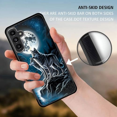 Coque Galaxy A35 5G loup lune, l'accessoire idéal pour vos aventures