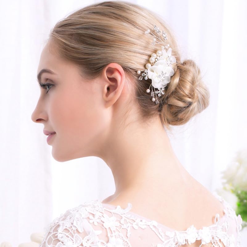 minkissy Bride Hair Comb Wedding Hair Slides Comb Silver Hair Combs Slides for Women Hair Accessories for Bride Girls - Image 3