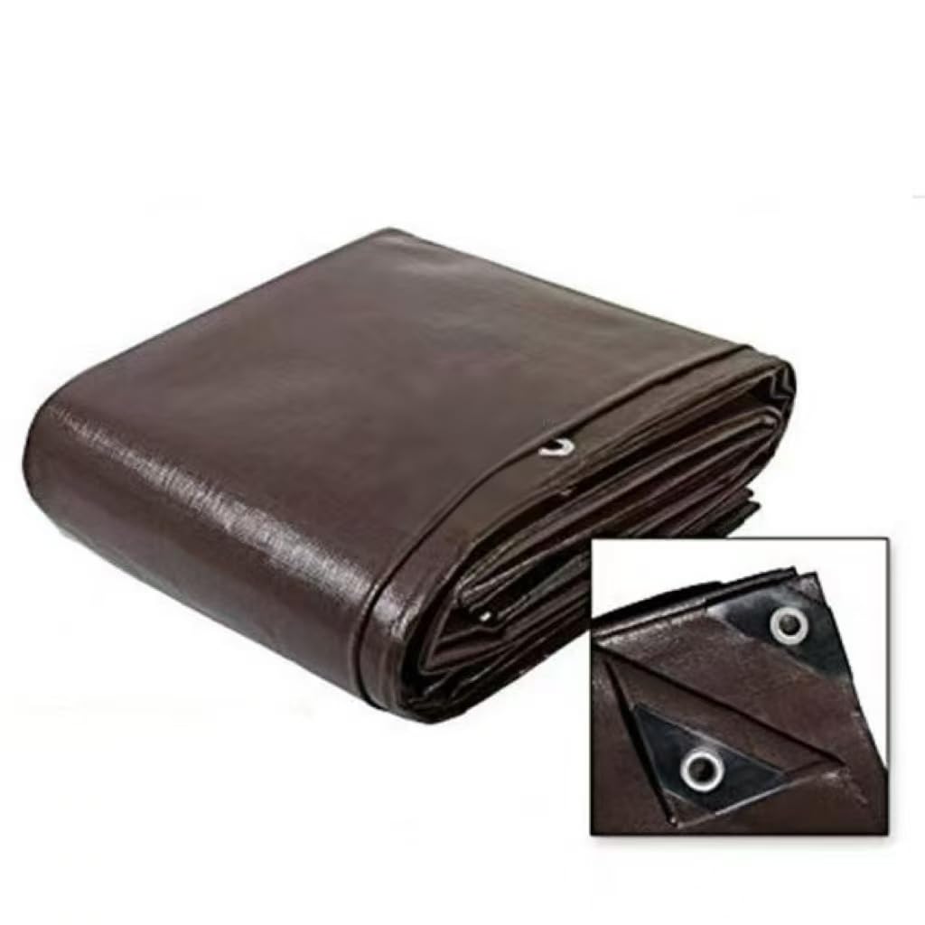 50x50Ft,Tarps Heavy Duty Waterproof, 10Mil Poly Tarps, Brown Multipurpose Tarpaulin with Metal Grommets, Edge Reinforcement Tear Resistant, UV Resistant, Camping, Outdoor Coverings