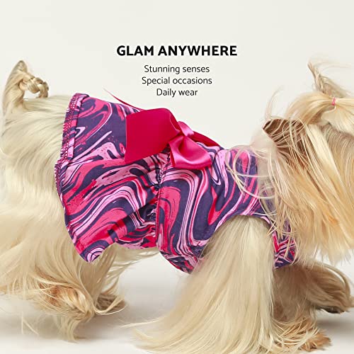 Fitwarm Abstract Swirl Dog Dress, Dog Clothes For Small Dogs Girl, Pet Cat Apparel, 100% Breathable Cotton, Purple, Pink, Medium #TOP3