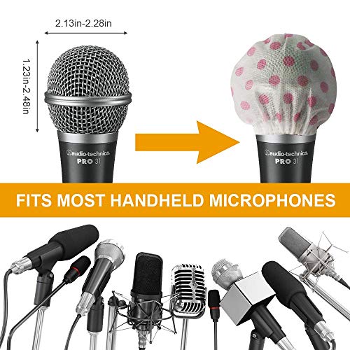 200pcs Disposable Microphone Cover, Non-Woven Elastic Band Handheld Mic Covers, Microphone Windscreen Protective Cover for KTV, Karaoke, Recording Studio, Stage Performance, News Interview (white） - Thumbnail 3