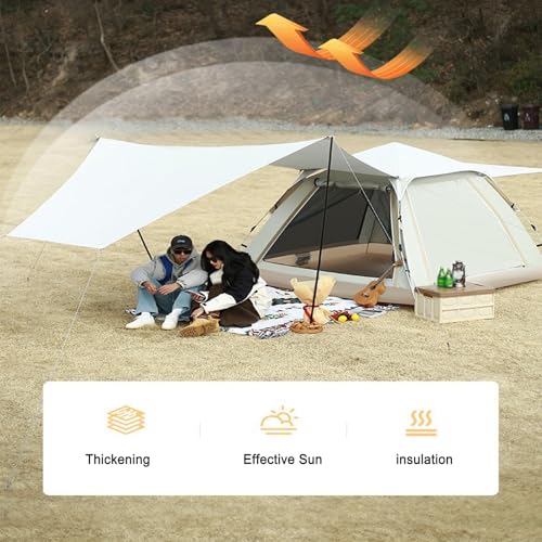 Carpa desmontable grande con toldo, pop up impermeable y resistente al viento miniatura 7