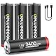 Delyeepow USB-C AA Akkus Lithium Wiederaufladbare, 1.5V 3400mWh USB Wiederaufladbare AA Batterien mit 2-in-1 USB-C Ladekabel, 1 Stunden Schnellladung, 1500 Zyklus, 4 Stück