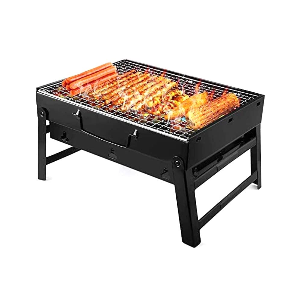 Portable Barbecue Charcoal Grill Stainless Steel Small Mini Bbq Tool Kits for Outdoor Cooking Camping(A)