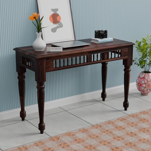 Image of Jangid Handicraft Sheesham Wood Console Table for Living Room | Wooden Entryway Hallway Sofa & Fish Tank Table | Traditional Side Table for Home & Office | Solid Rosewood | Walnut Finish