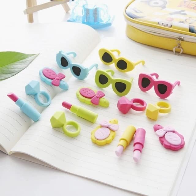 Image of AK Store (Pack of 4) 3D Cute Cartoon Shape Rubber Pencil Erasers, School Stationery for Kids, Boys Girls, Birthday Return Gifts (Makeup)