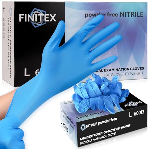 【Perfetta Vestibilità & Spessore Adeguato】FINITEX guanti monouso in nitrile si adattano perfettamente alle mani e offrono il massimo comfort. Grazie agli elastici ai polsi e ai palmi elastici, è possibile indossarli e toglierli facilmente