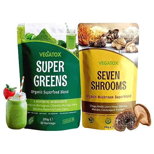 Superfood Powders | Super Greens 250g & Mushroom Powder 100g | Fe...