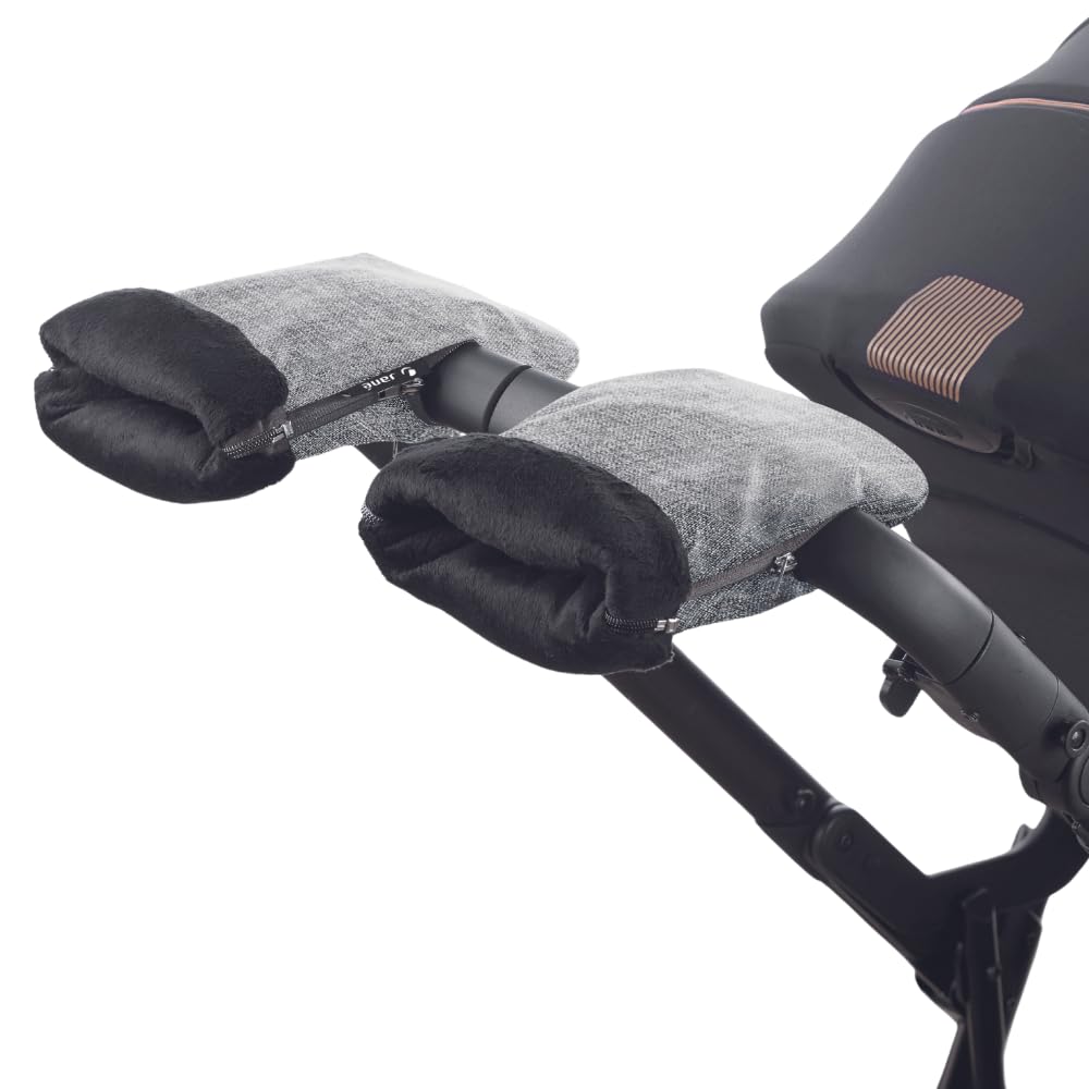 Jane Pushchair Handlebar Mitts, Soil Grey, Water Repellent, Plastic, PVC, Handlebar Mitts