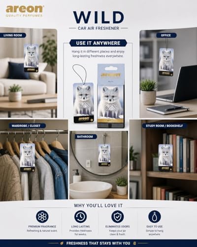 Image of AREON WILD - Hanging Custom Cute Funny Car Air Freshener for Home & Office - Premium Cologne Perfume with Natural Fragrances - Long Lasting, Fresh, Luxurious Scent - Stylish Design - Fritz