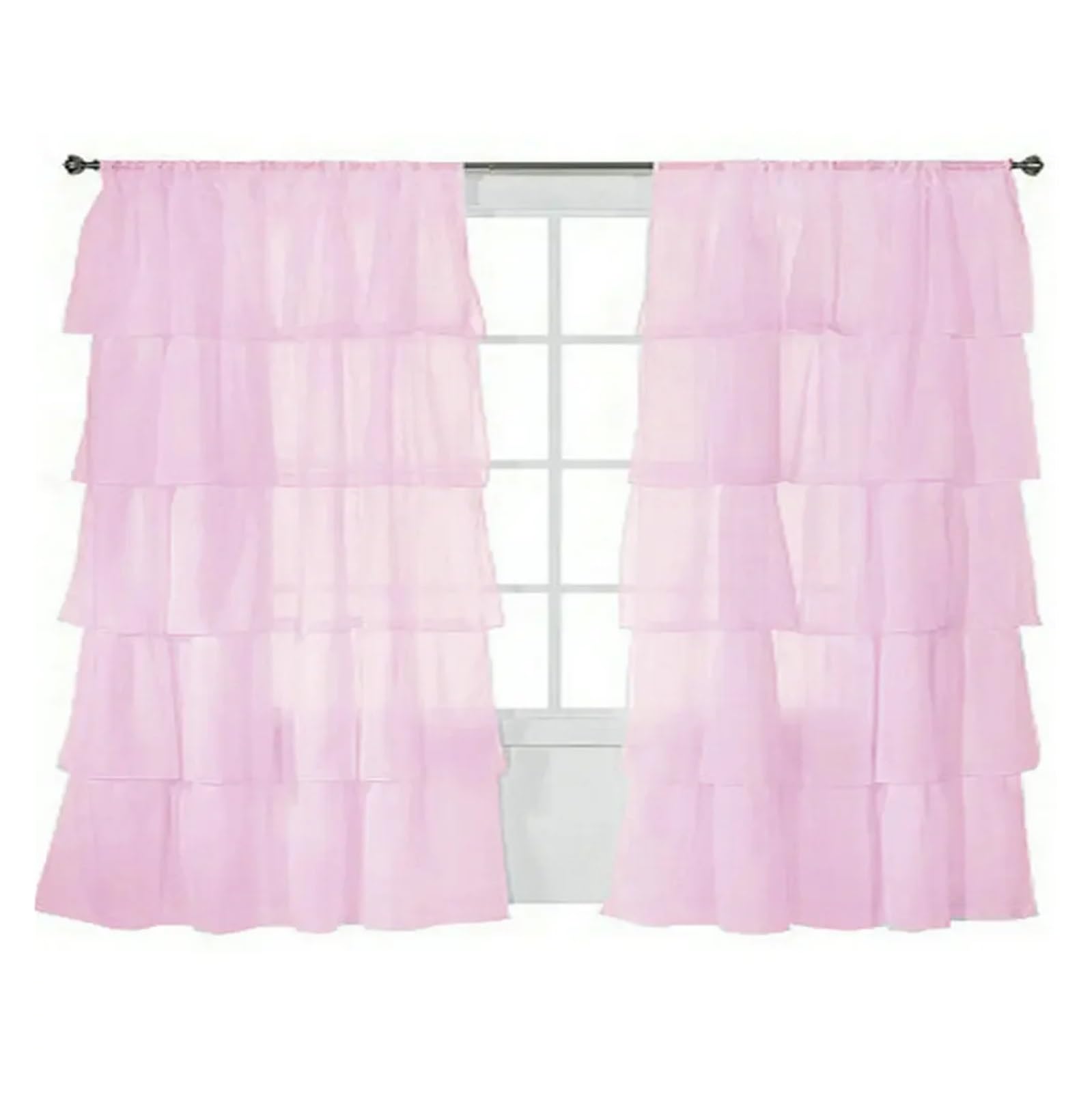 HBALDTEDC Curtains Ruffle Sheer Overlay, Ruffled Sheer Voile Tulle Curtains 1 Panel Multicolor Multiple Sizes(Pink,ROD-POCKET-100CM BY 160CM)