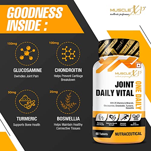 Image of MuscleXP MultiVitamin Joint One Daily Vital with Glucosamine, Chondroitin, Curcumin 95% - 60 Tablets - Pack Of 2
