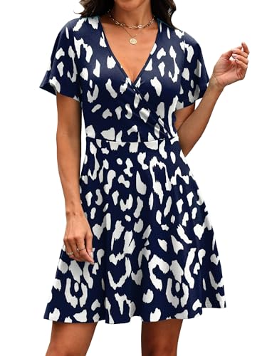 Image of RUMIA Women Casual Dresses Wrap V Neck Dress A-Line Summer Sundress Fashion