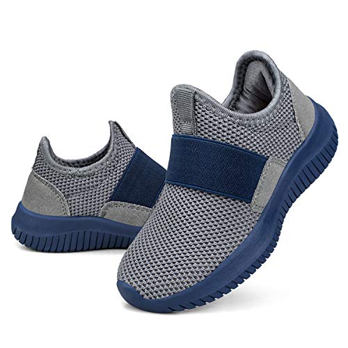 Troadlop Boys Sneakers Breathable Outdoor Tennis for Kids Athletic Shoes Size 9.5 M US Toddler Grey/Blue