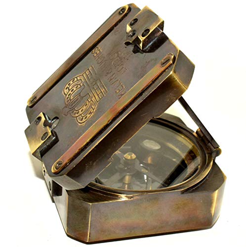 Medieval Replicas SOLID Brass Brunton 3 inch Compass Collectibles Compass Gift Item POCKET COMPASS, antue black - Image 4