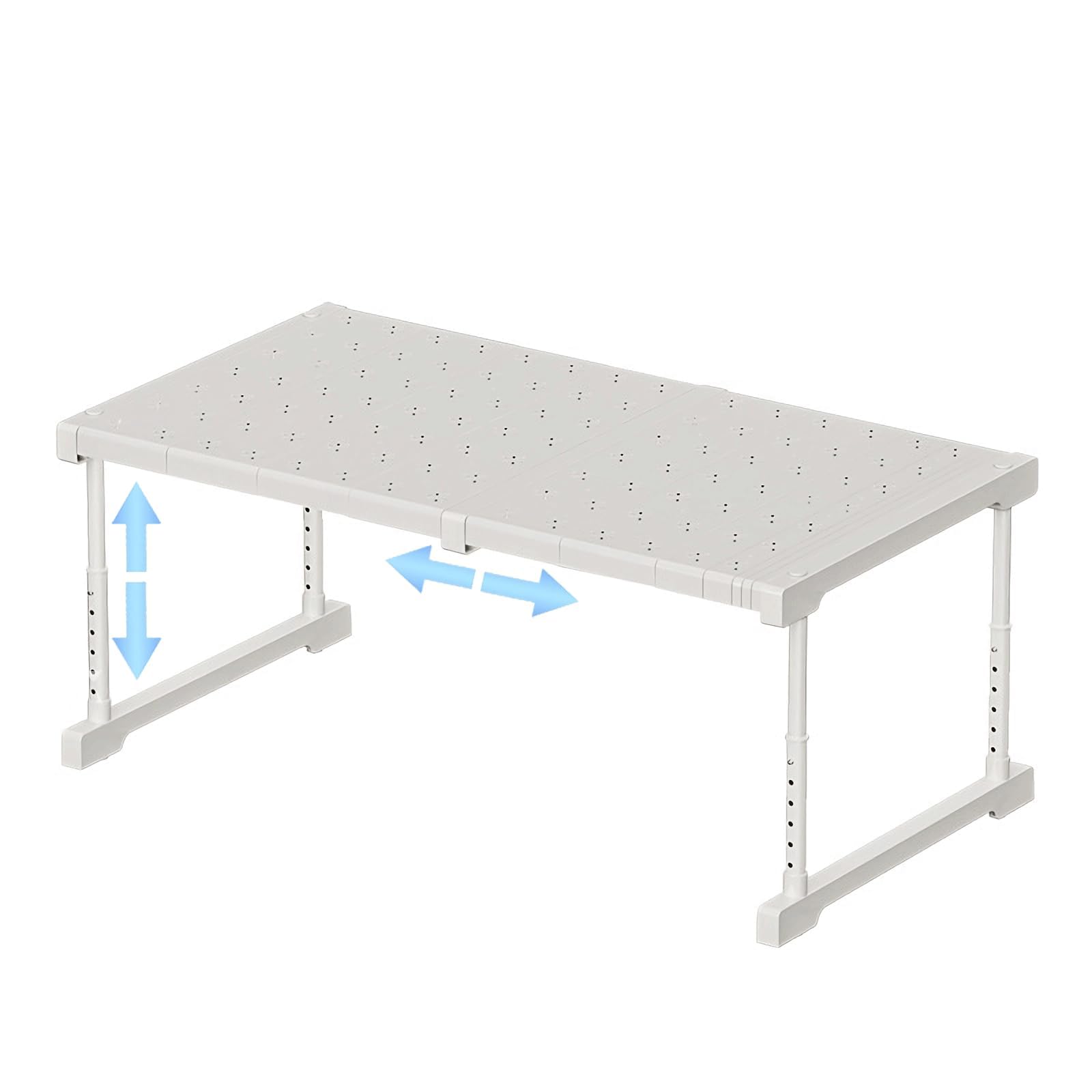 Armadio espandibile, impilabile, scaffale portaoggetti regolabile in altezza, bianco, organizer regolabile, lunghezza 47-68 cm, robusto scaffale per cucina, bagno, dispensa