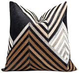 CANVELLO Genuine Cowhide Leather Decorative Throw Pillows - Handmade Patchwork Accent Pillows for Sofa, Couch, Chair - Southwestern Feather Down Insert Included (Square (18'x18'))