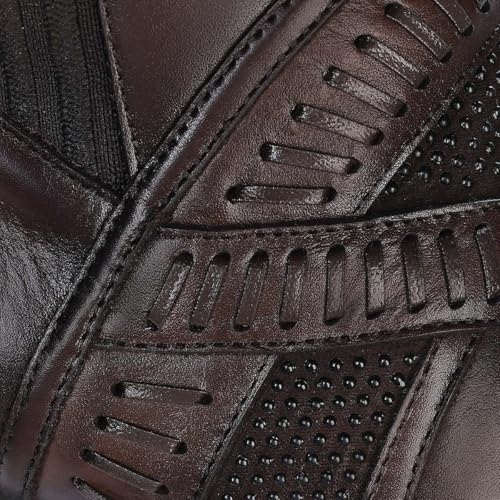 Image of Cuadra Women's Knee-High Leather Boots with Stacked Heel, 3F99RS Brown