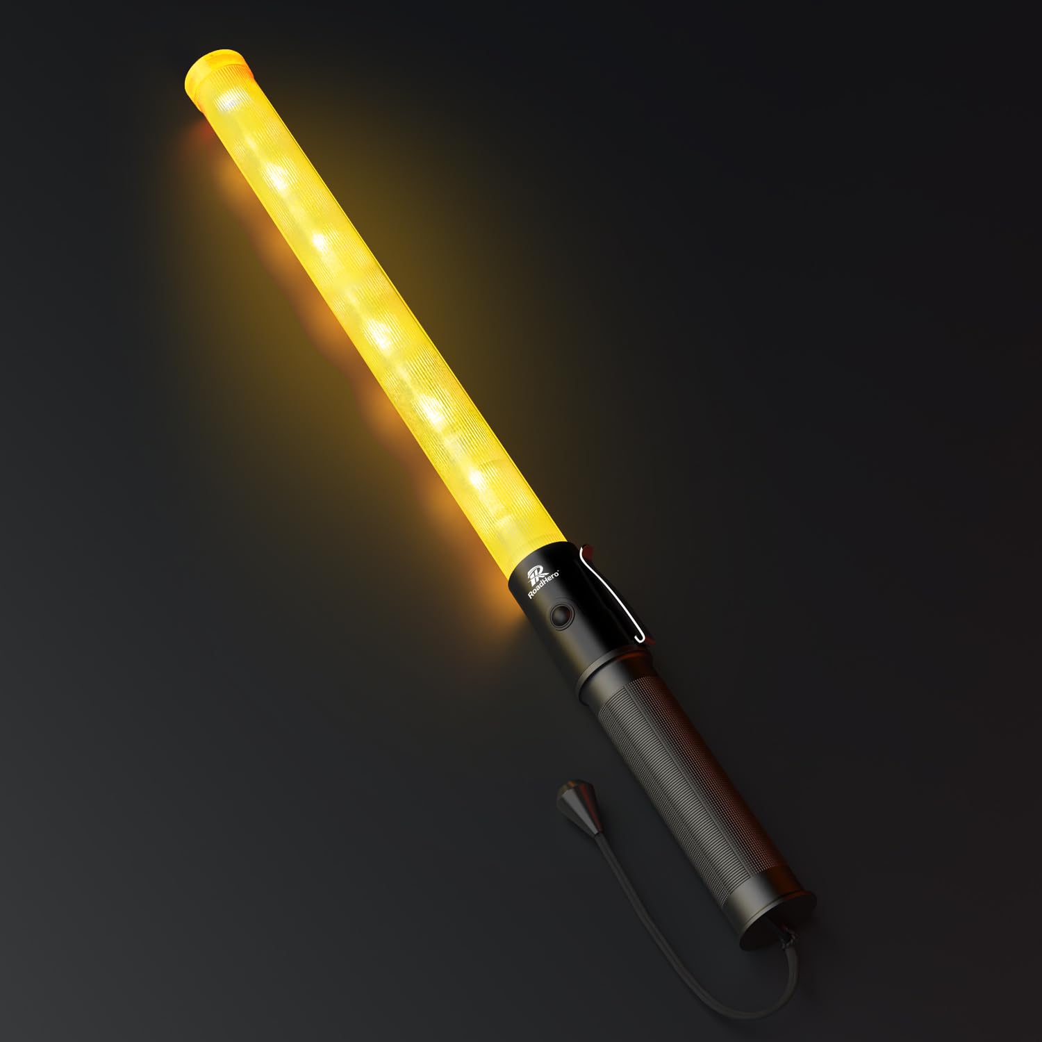 RoadHero 1 Pack 21 Inch LED Traffic Wand with 2 Flashing Modes, Yellow