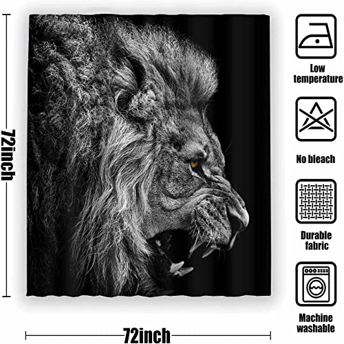 Paeot Lion Shower Curtain, Black Masculine Male Jungle King Wildlife Animals Safari Art Bathroom Curtains Decor 72X72 Inches Fabric Shower Curtain Set With 12 Hooks Ylyypa36 #TOP4