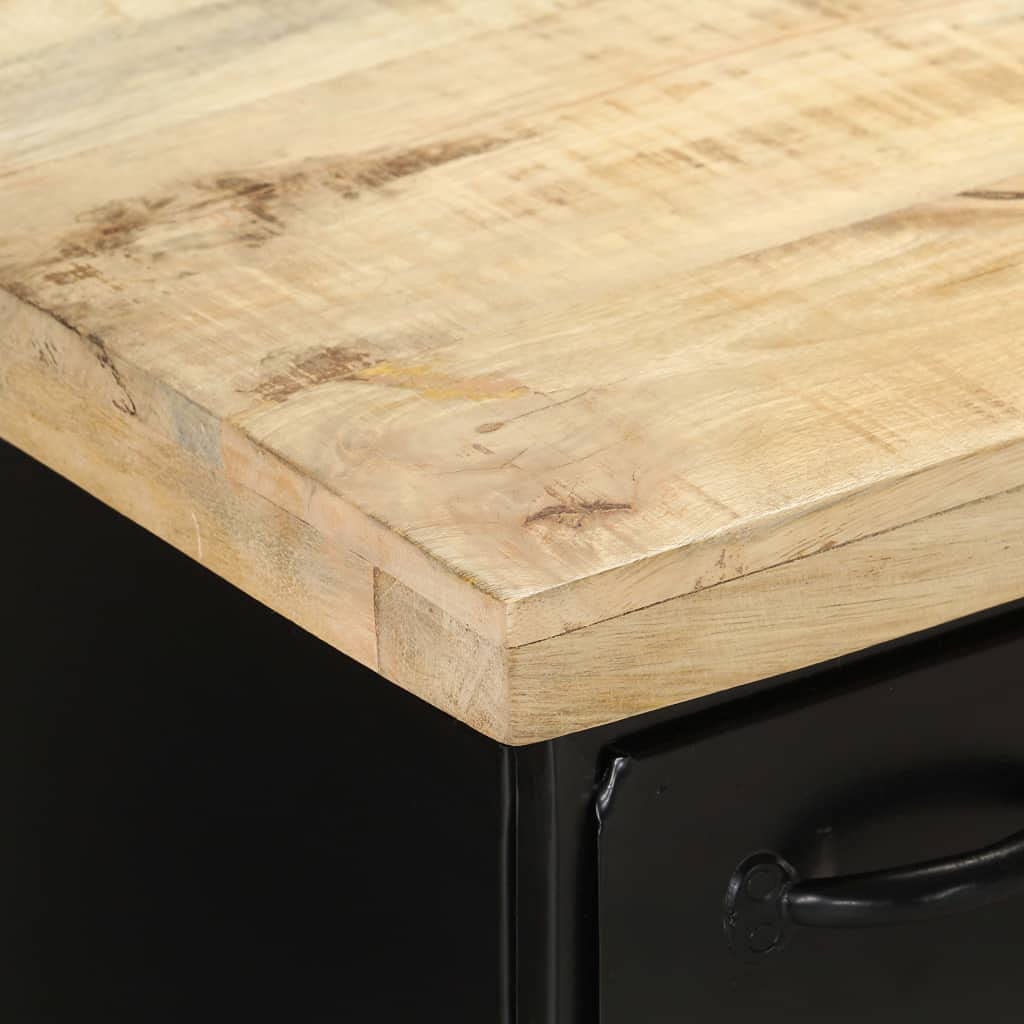 Credenza in Legno di Mango Grezzo 140x38x76 cm con 2 Ante e 6 Cassetti Mobile Buffet per Soggiorno Cucina Ingresso Arredo Rustico Industriale