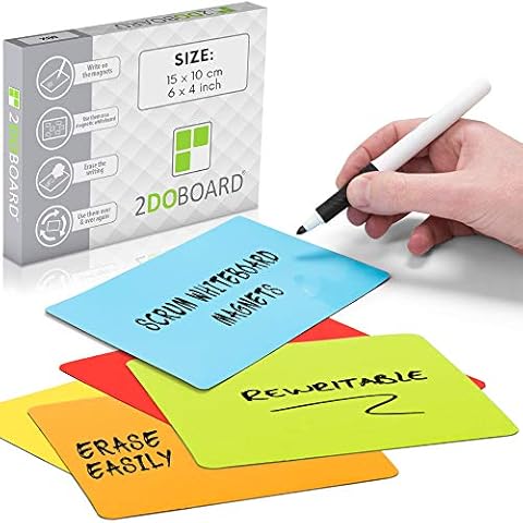 Magnetic Notes or Magnetic Sticky Notes 6 x 4 Inch - Mix (5 Colors) - Set of 25 Pieces - Write, Clean and Reuse Cover