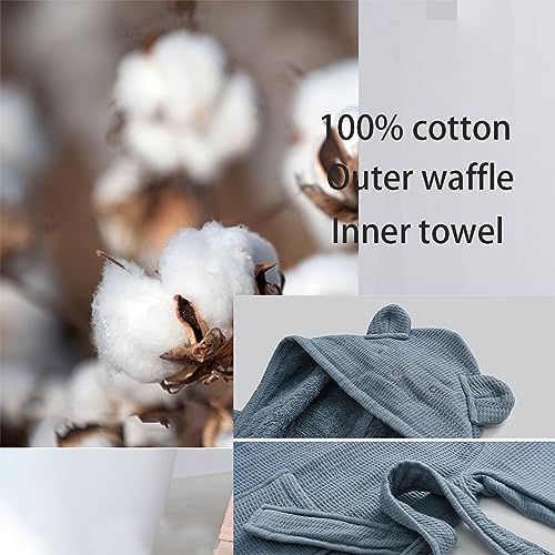 Boys Girls Terry Bathrobe, 100% Cotton Towel Robe ，Hooded Toddler Soft Fuzzy Robe for Kids 2-9Years4