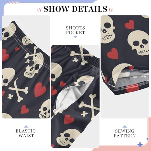 Pajama Pants Skulls Hearts PJ Bottoms Sleepwear Lounge Sleep Pant with Pockets4