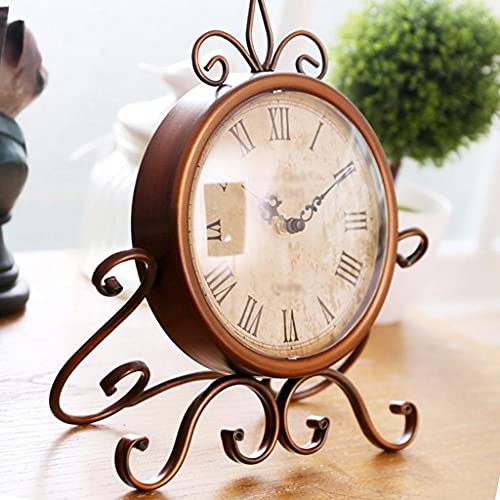 Reloj de mesa de hierro retro sin ruido para dormir bien en el dormitorio 6