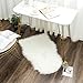 Ruedong Faux Fur Fell Teppich Schaffell Weiß 40x60 cm, Longhair Flauschiger Teppich Lammfell für Wohnzimmer Weicher Deko Schlafzimmer Stühle Sofa