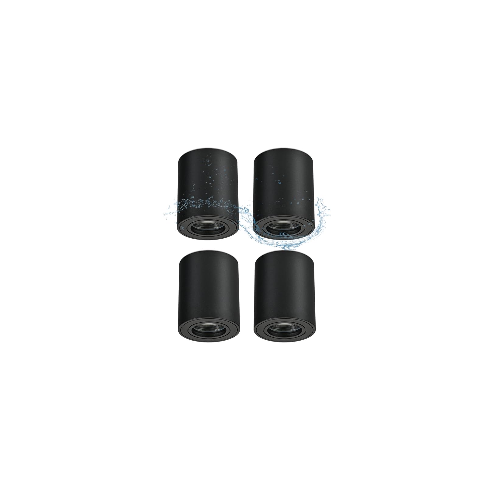 Focos LED Interior Techo Negro IP44, Foco de Techo Superficie GU10, Aplique Techo Impermeable, Downlight Superficie redonda Aluminio, bombilla no incluida para salón dormitorios baño 4 Pcs