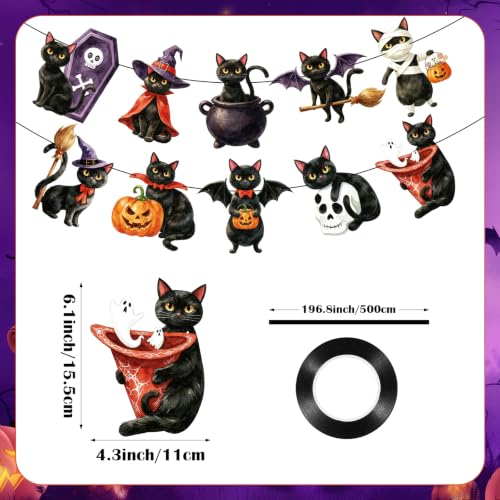 Image of Vintage Halloween Black Cat Banner Decor for Pet Halloween Birthday Party