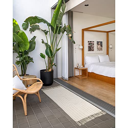 Lanffia Boho Runner Rug 2X5, Washable Beige Rainbow Tufting Kitchen Runner With Tassels Bohemian Cotton Woven Accent Rug For Home Living Room Bedroom Laundry Room Bathroom #TOP7