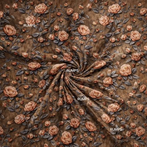 Image of RUMPS 380 TC Premium Heavy Cotton 7D Print Fast Colour Feel Elastic Fitted Floral Bedsheet King Size with 2 Pillow Covers || (Brown,Red, Fitted - Double-72 x72)