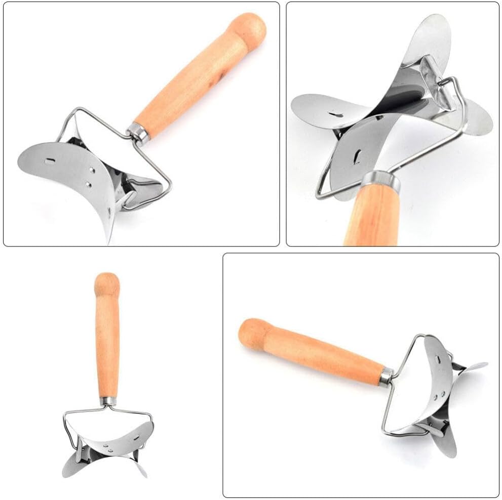 Alipis 2pcs Stainless Steel Dumpling Skin Cutter with Wooden Handle Ergonomic Dough Tool for Making Dumplings Biscuits and Pies Kitchen Gadget for Easy Use