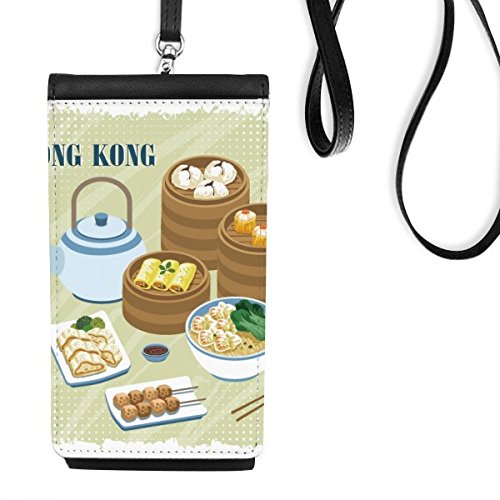 Téléphone portable sac cuir Dim Sum Hong Kong suspendu noir
