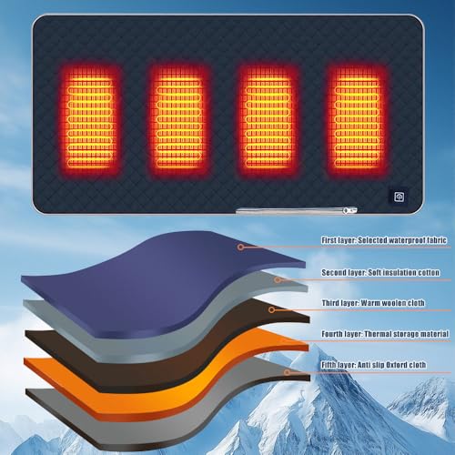 LYPPUL Sitzkissen Beheizbar Outdoor, 45 x 90 cm Beheizbares Sitzkissen, Stadion sitzkissen mit 3 Heizstufen, Beheizt USB Beheiztes Heizkissen, beheiztes sitzkissens für Ausflug Camping Bürostuhl Sofa