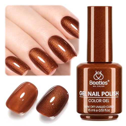 Beetles Brown Gel Nail Polish, 15ML Retro Metallic Shimmer Gel