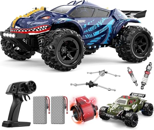 DEERC 9308E Ferngesteuertes Auto 1:16 All Terrain Fast RC Monster Truck 40 KPH, 2,4 GHz 4WD High Speed Dinosaurier ferngesteuertes Auto Offroad, 2 Batterien, 2 Autogehäuse, Spielzeuggeschenk Kinder DEERC 9308E Ferngesteuertes Auto 1:16 All Terrain Fast RC Monster Truck 40 KPH, 2,4 GHz 4WD High Speed Dinosaurier ferngesteuertes Auto Offroad, 2 Batterien, 2 Autogehäuse, Spielzeuggeschenk Kinder