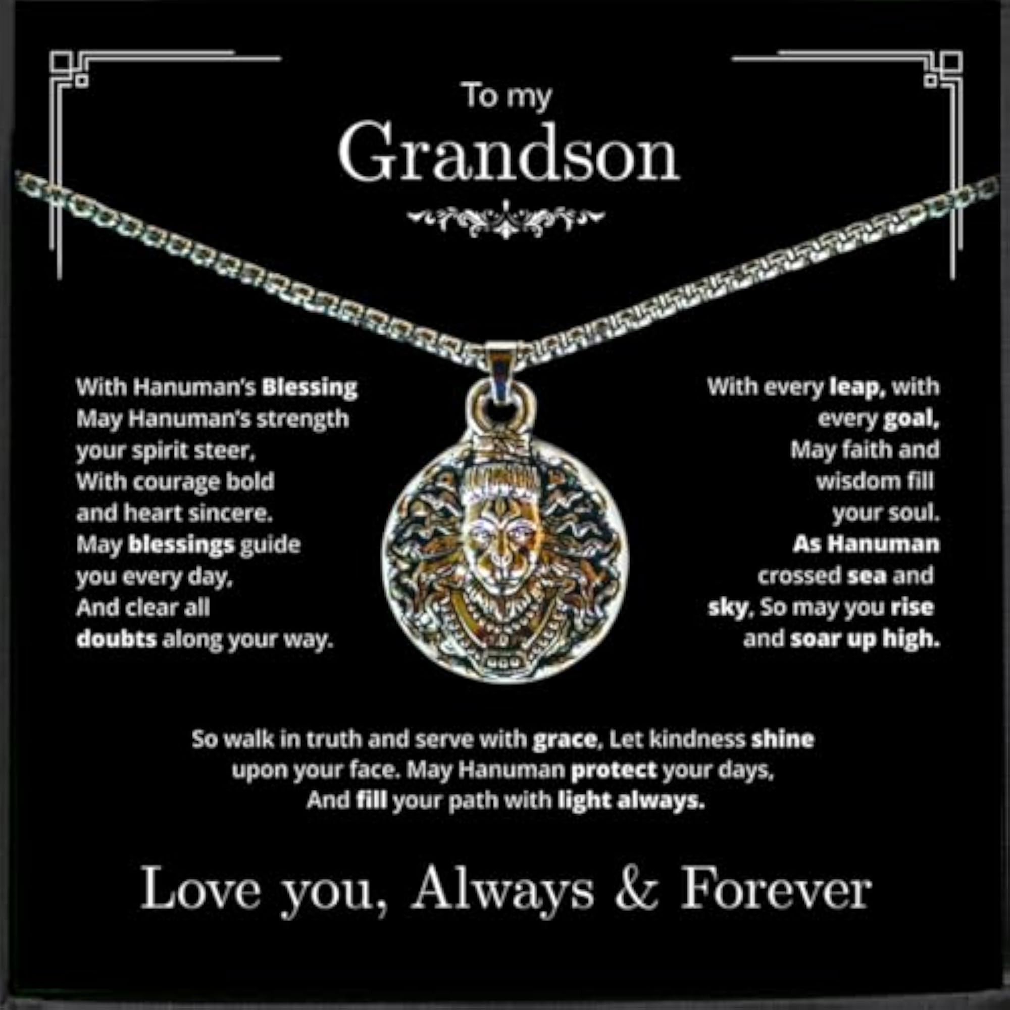 For My Grandson Hanumanji Pendant Necklace, Birthday Gift