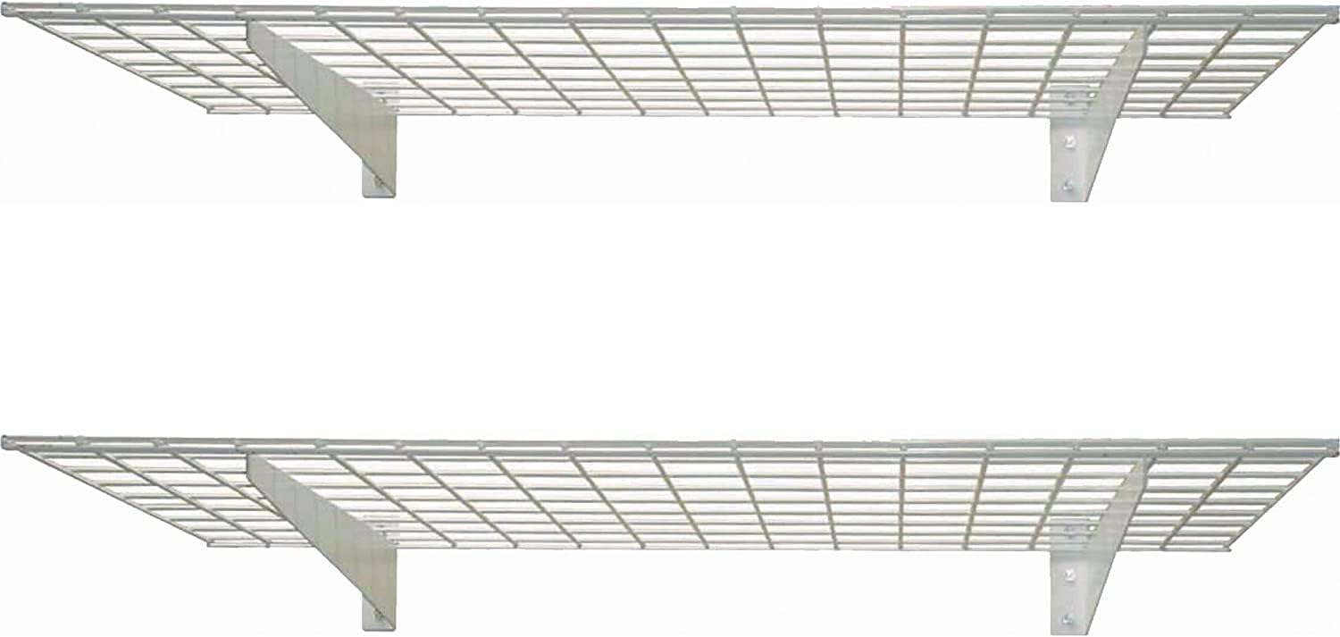 Hyloft 00967 45-Inch X 15-Inch Steel Wall Shelf Storage Rack for Garage, Low-Profile Brackets, Max Shelf Load 200 Pounds, Off White Off White Wall shelf