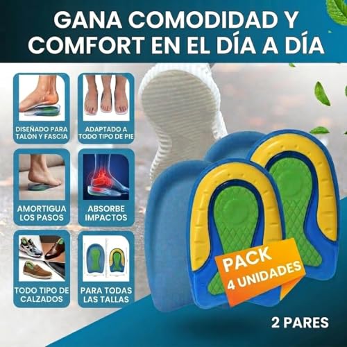 Miniatura 2 de Podcase - Pack De 4 Taloneras Para Zapatos - Plantillas De Silicona Para Hombre Y Mujer - Plantilla De Gel Para Talón - Unisex Verde, Talla L 41-47
